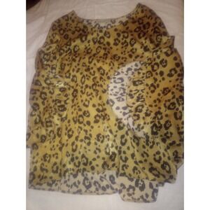 Charlie Paige Cheetah Print Blouse‎ Ruffle Sleeve Large
